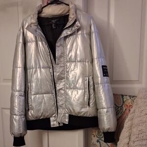 Forever 21 Silver Puffer Jacket
